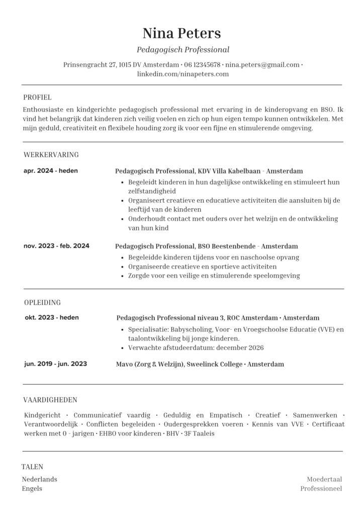 Goede CV - Voorbeeld